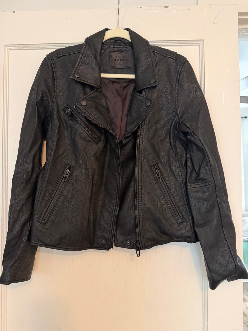 Blank NYC Black Moto Leather Jacket for Women